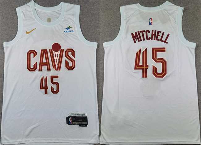 Men%27s Cleveland Cavaliers #45 Donovan Mitchell White Association Edition Stitched Jersey